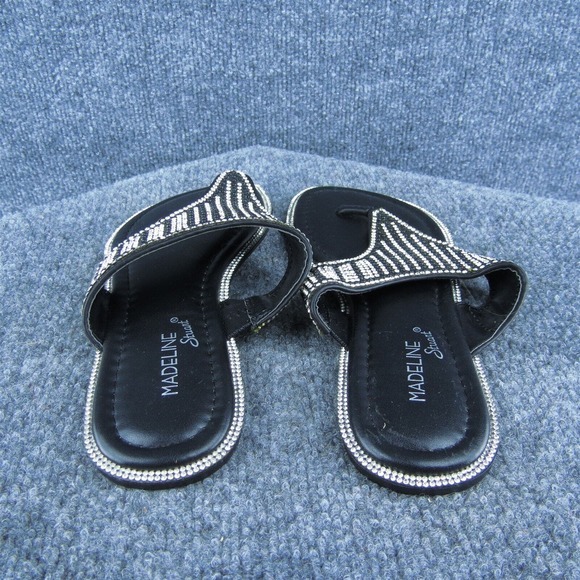 Madeline Stuart Navajo Women Flip Flop Sandal Shoes Black Synthetic Size 6.5 Med - Picture 5 of 9